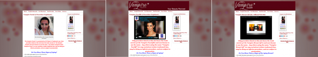 Vampire Facial, Vampire Facelift, Vampire Breastlift -- Comparison
